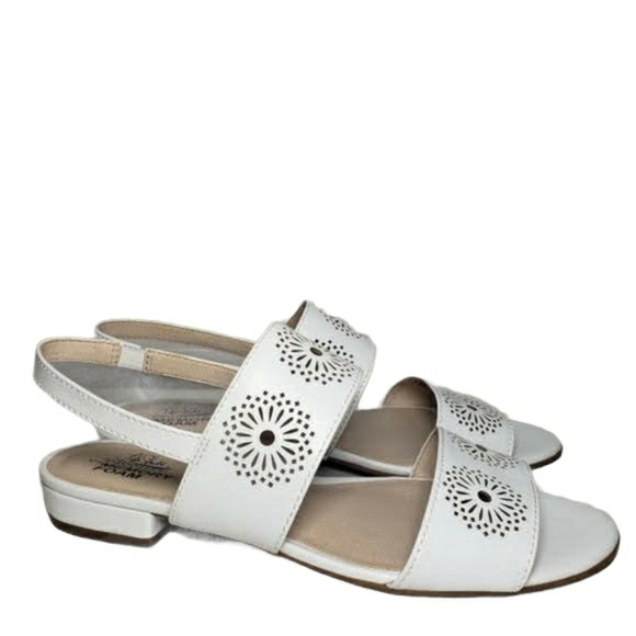 Corinne White Open Toe Stretch Slingback Sandals - Picture 5 of 10